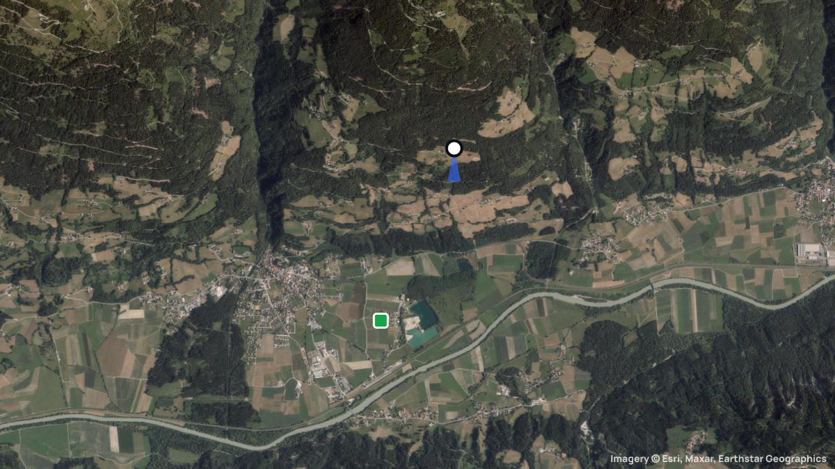 Satellitenkarte von Greifenburg mit Start- und Landeplätzen