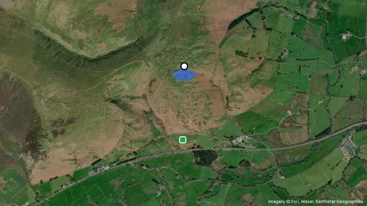 Satellite map of Scales Fell with its launches and landings