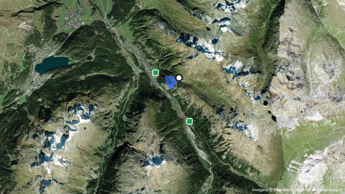 Satellitenkarte von Alp Languard mit Start- und Landeplätzen
