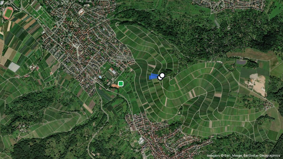 Satellite map of Drei Riesen with its launches and landings