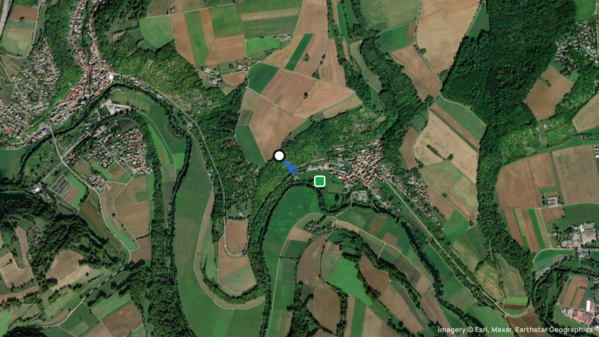 Satellitenkarte von Olnhausen mit Start- und Landeplätzen