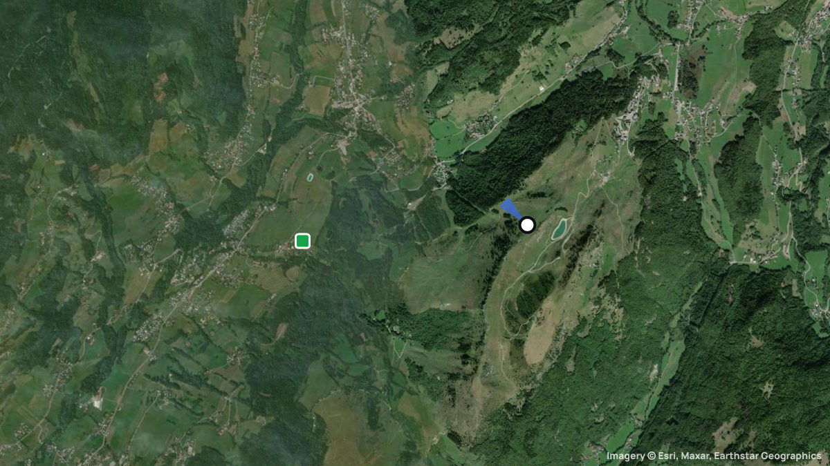Satellite map of Habere-Poche with its launches and landings