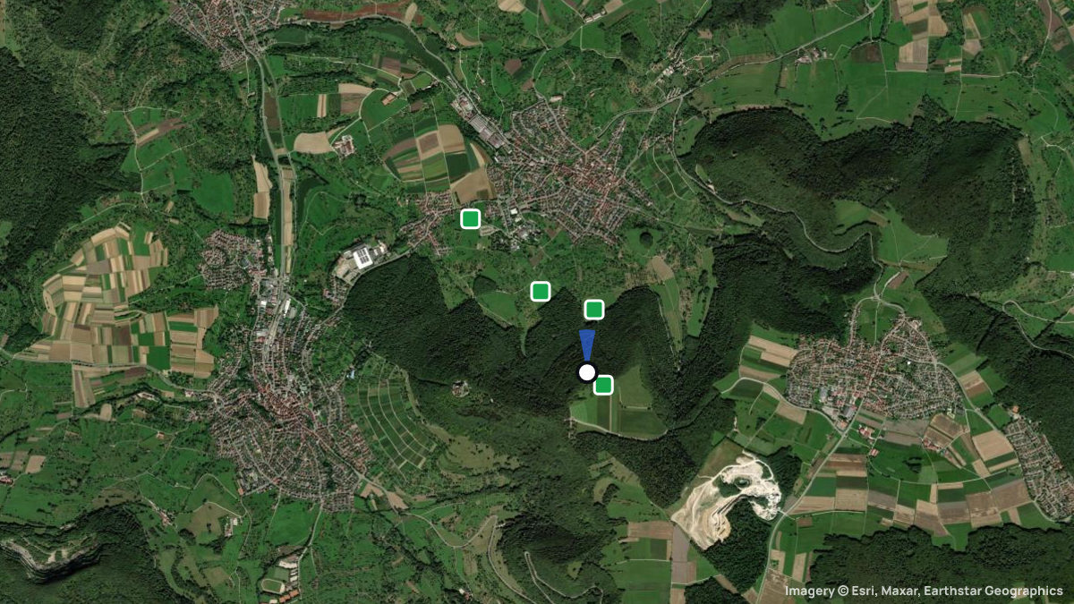 Satellitenkarte von Hohenneuffen N mit Start- und Landeplätzen