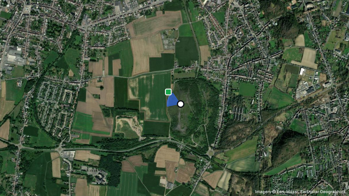 Satellite map of Hornu with its launches and landings