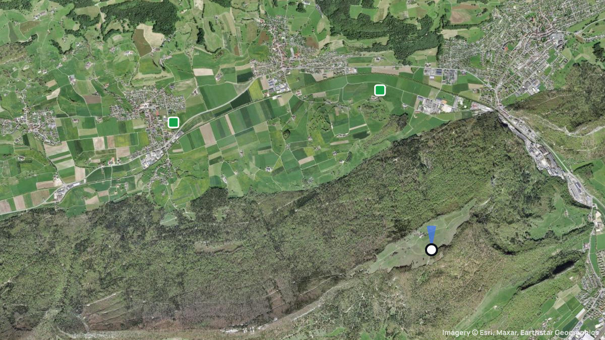 Satellite map of Schwengimatt with its launches and landings