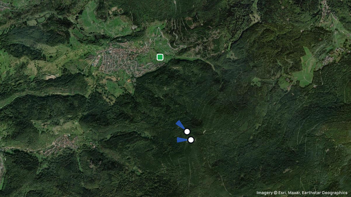 Satellite map of Loffenau with its launches and landings