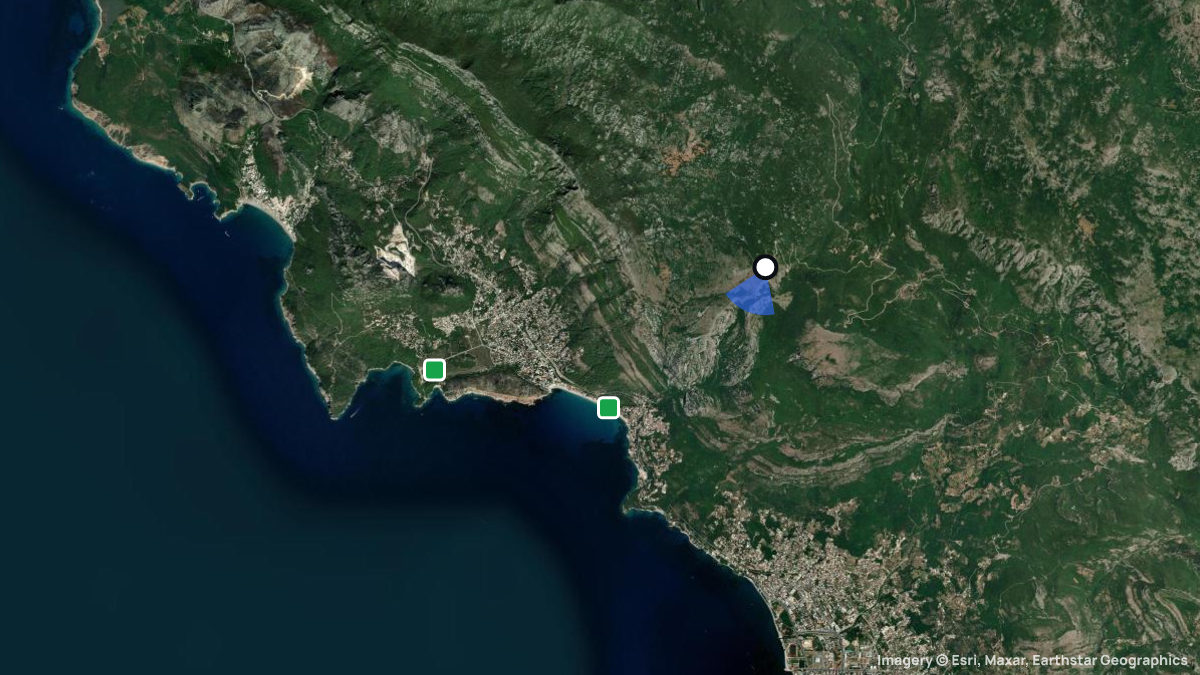 Satellite map of Vrsuta with its launches and landings
