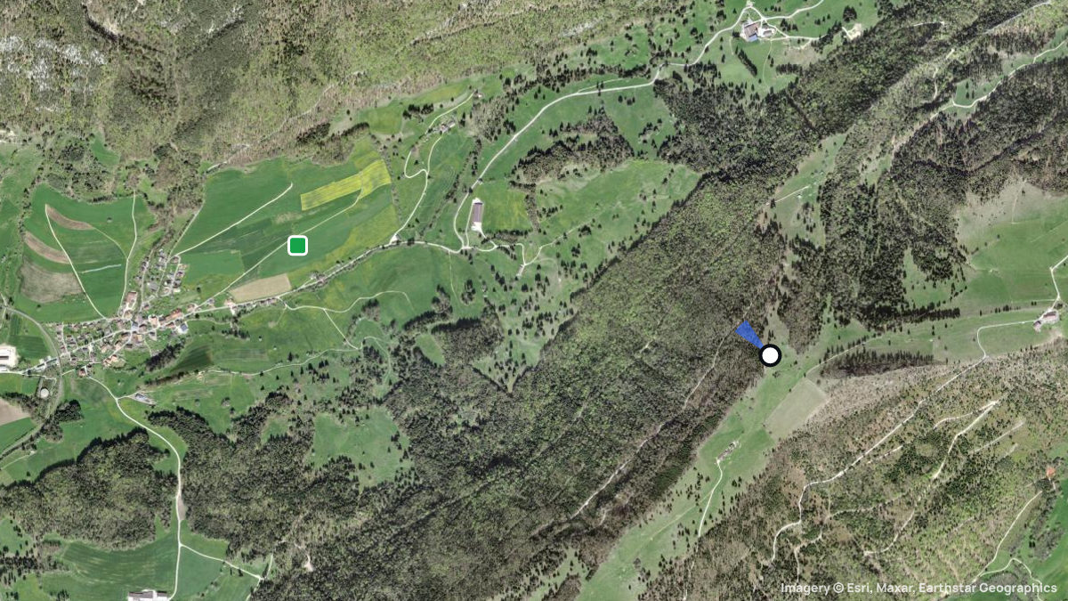 Satellitenkarte von Walenmatt mit Start- und Landeplätzen