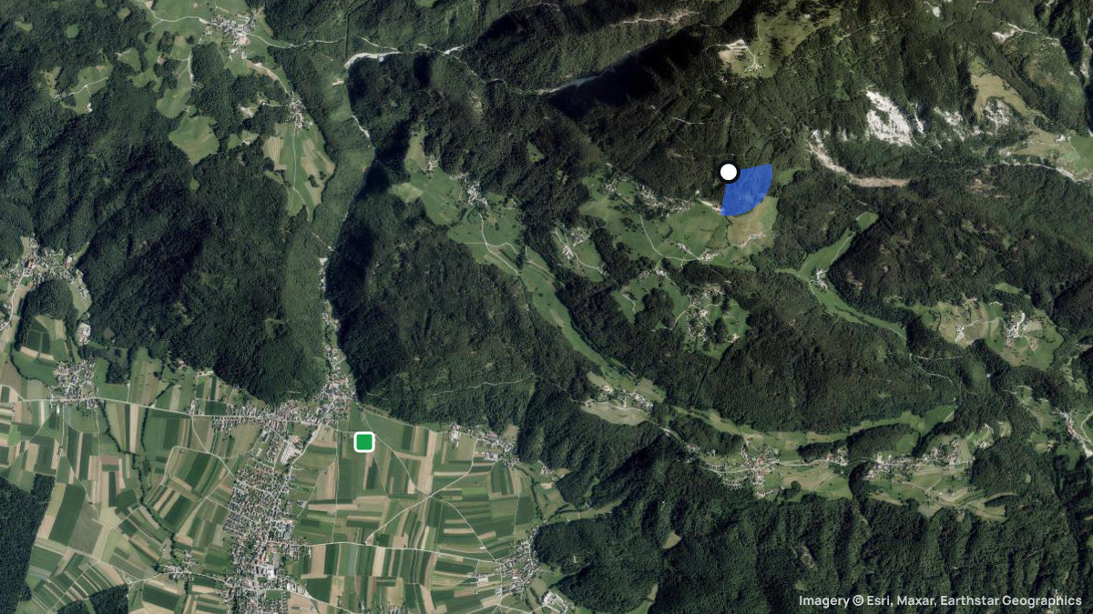 Satellite map of Ambroz Sp. poseka with its launches and landings