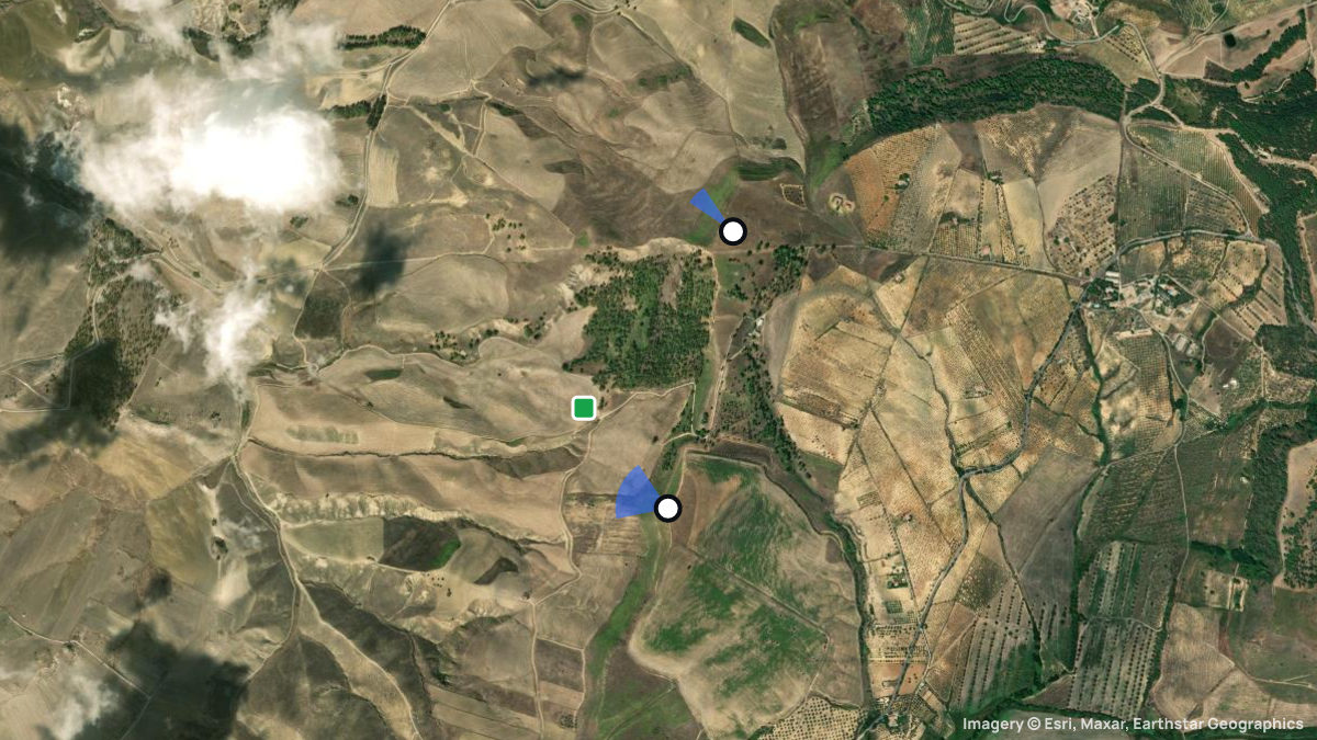 Satellitenkarte von Gerace mit Start- und Landeplätzen