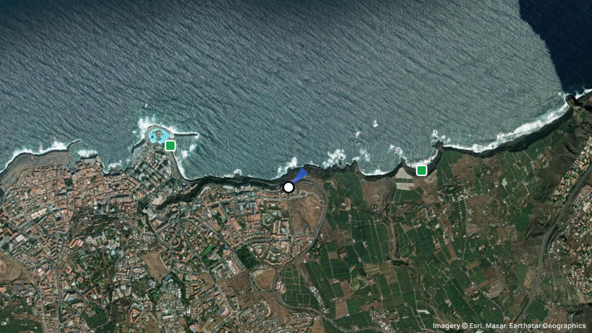 Satellite map of Puerto de la Cruz with its launches and landings