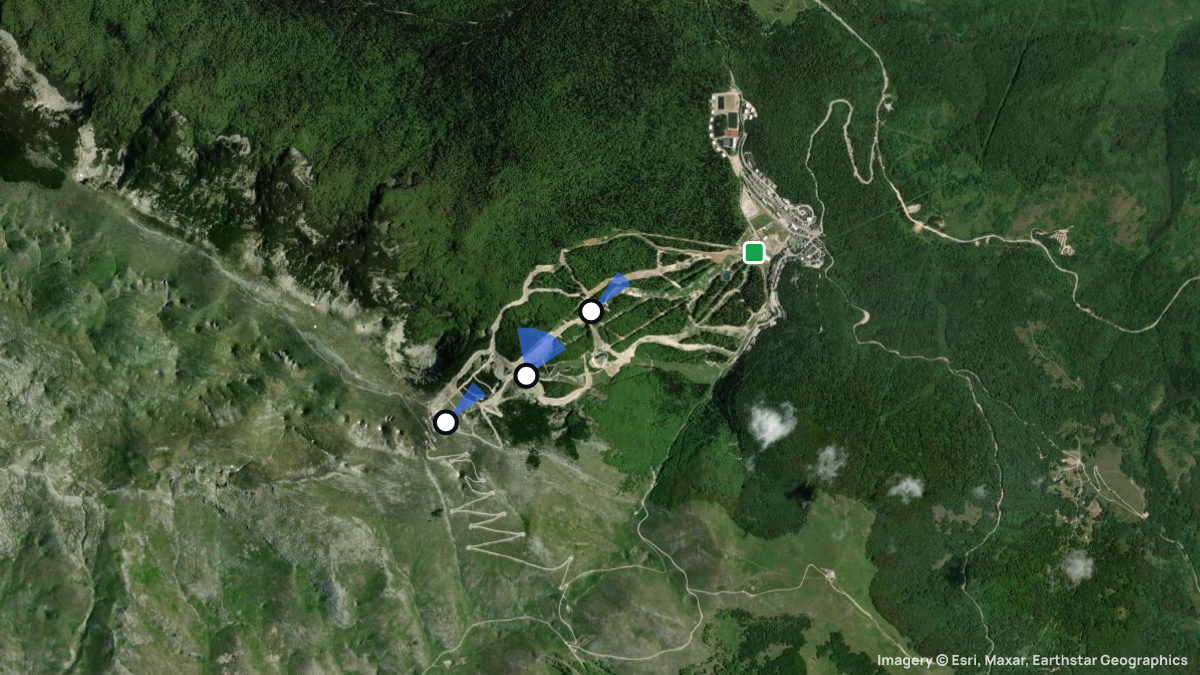 Satellite map of Bjelnasnica Nord with its launches and landings