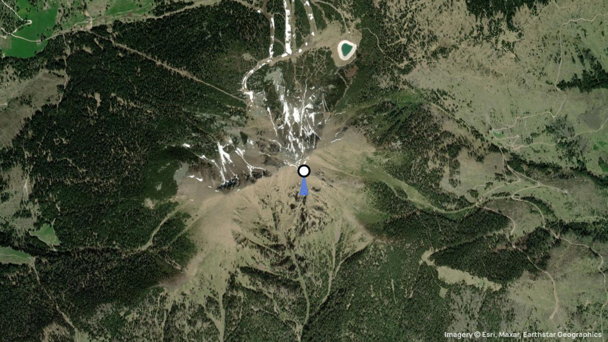 Satellite map of Corno Nero with its launches and landings