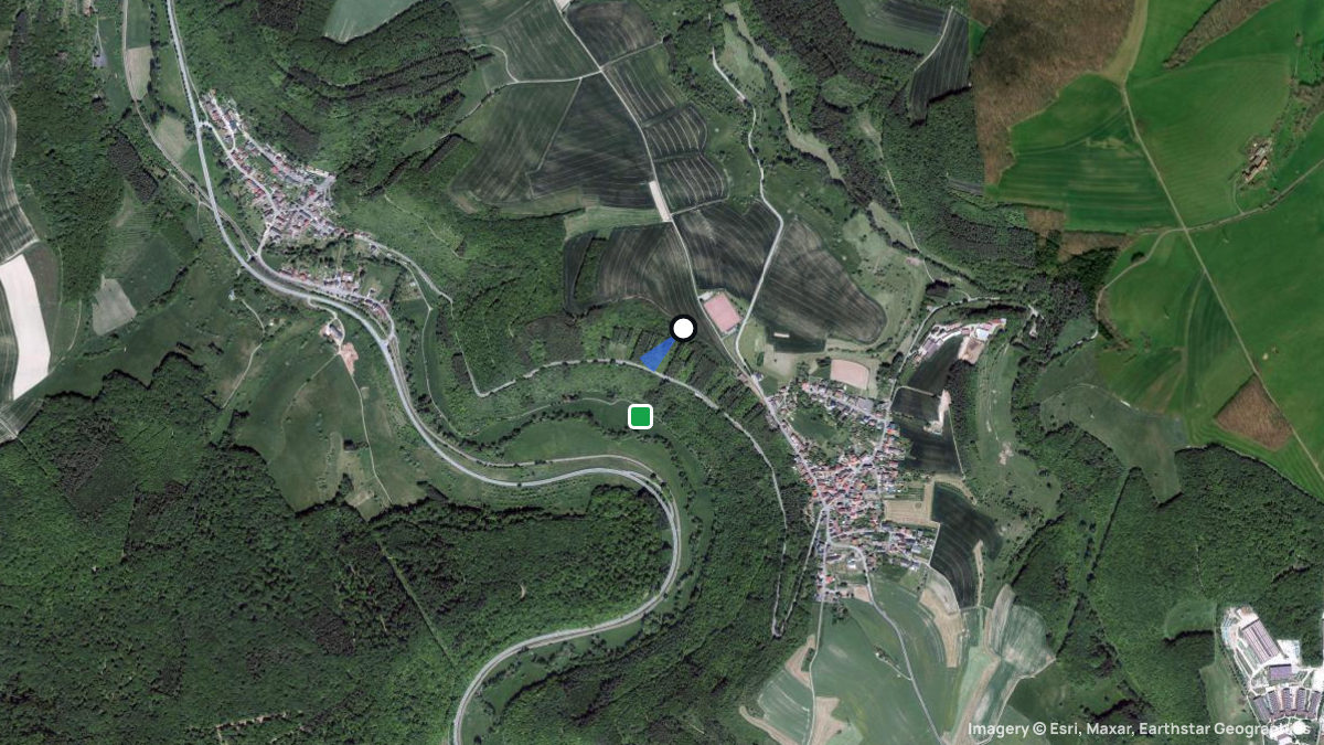 Satellite map of Hohenöllen with its launches and landings