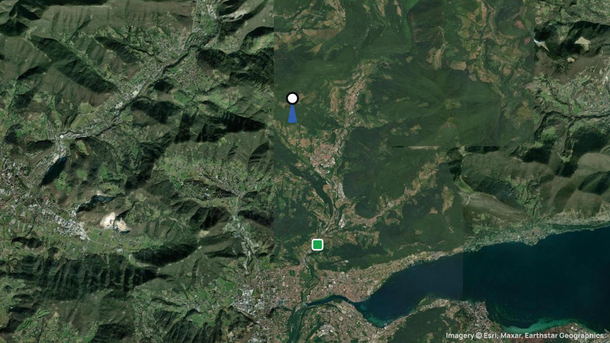 Satellite map of Gaiane with its launches and landings
