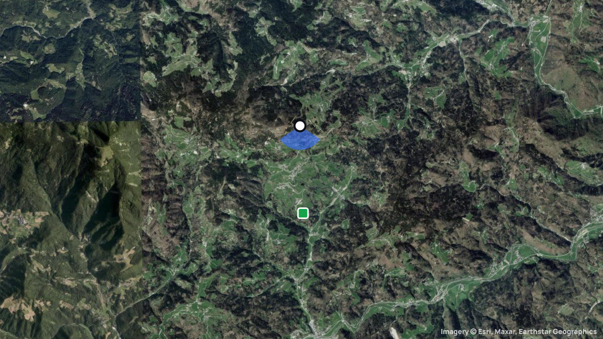 Satellite map of Stari vrh. with its launches and landings