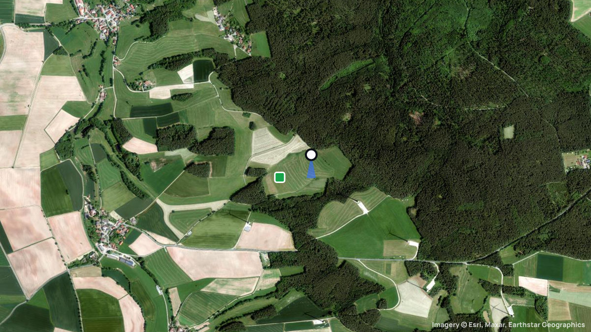 Satellitenkarte von Unterschwarzach mit Start- und Landeplätzen