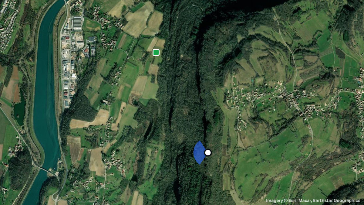 Satellite map of Montagne de Parves with its launches and landings