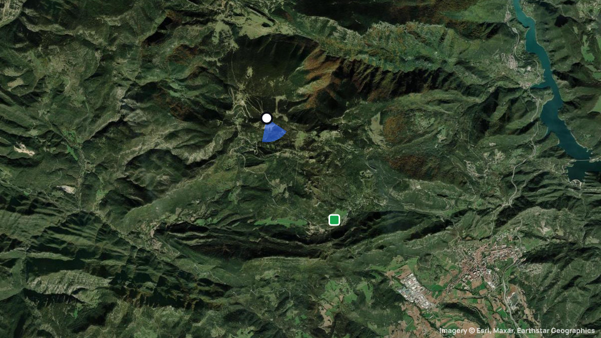 Satellite map of Rasos de Peguera with its launches and landings