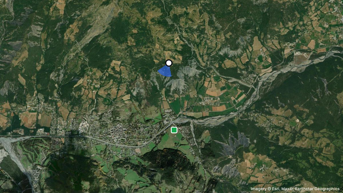 Satellitenkarte von Barcelonnette mit Start- und Landeplätzen