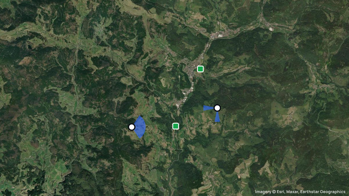Satellite map of Fröhnd with its launches and landings