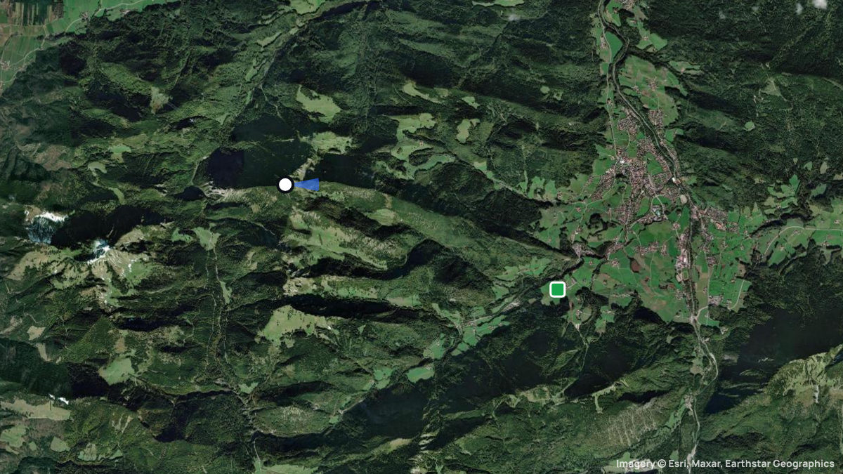Satellitenkarte von Hochfelln mit Start- und Landeplätzen
