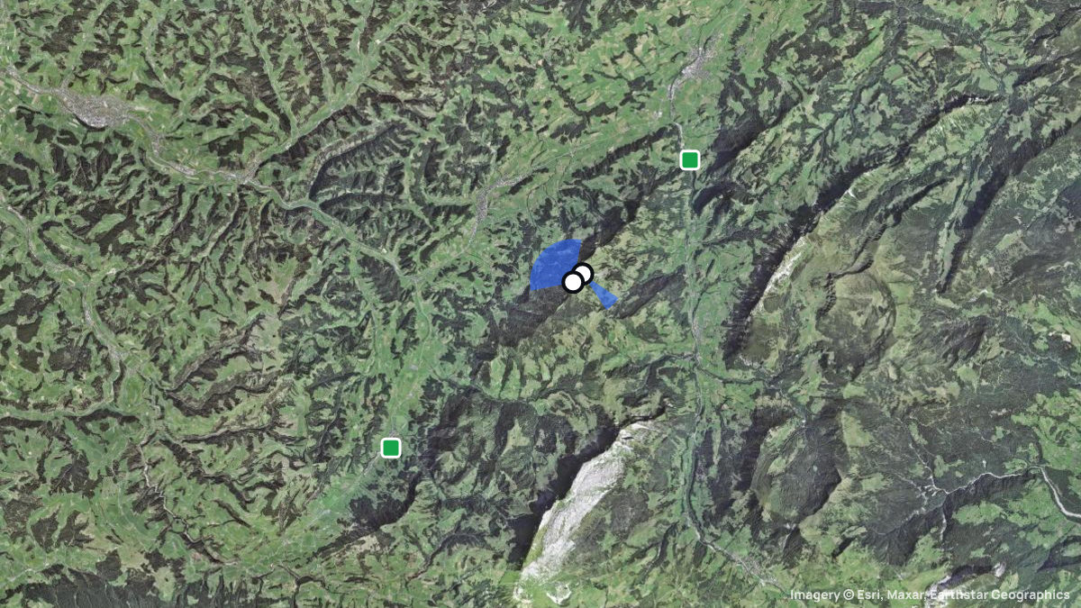 Satellitenkarte von Beichlen mit Start- und Landeplätzen