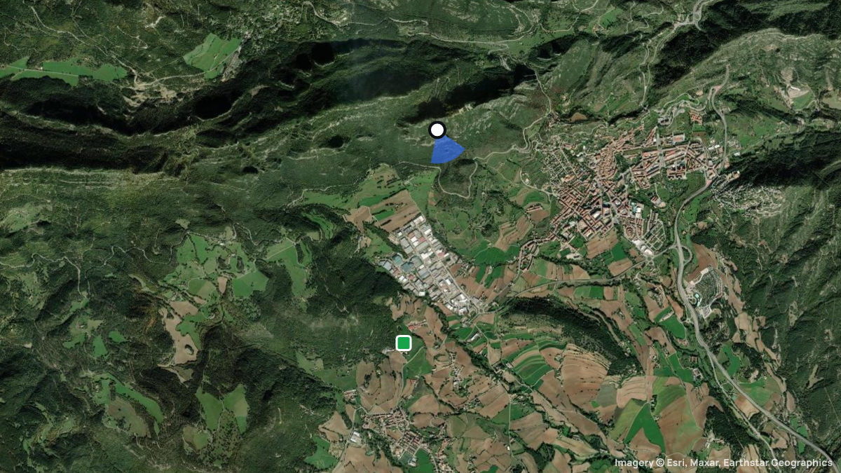 Satellite map of Queralt with its launches and landings