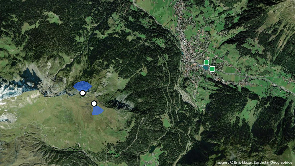 Satellitenkarte von Gotschnagrat mit Start- und Landeplätzen