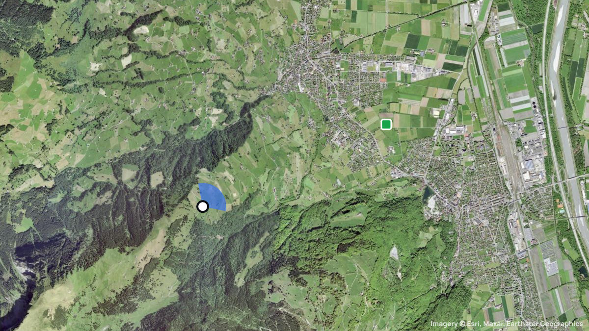 Satellitenkarte von Studnerberg mit Start- und Landeplätzen
