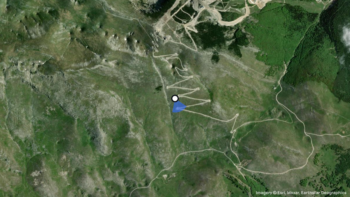 Satellite map of Bjelnasnica Süd with its launches and landings