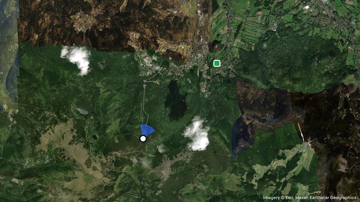 Satellite map of Mala Kopa with its launches and landings