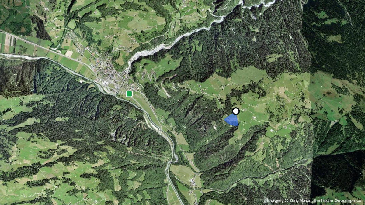 Satellitenkarte von Stelserberg mit Start- und Landeplätzen