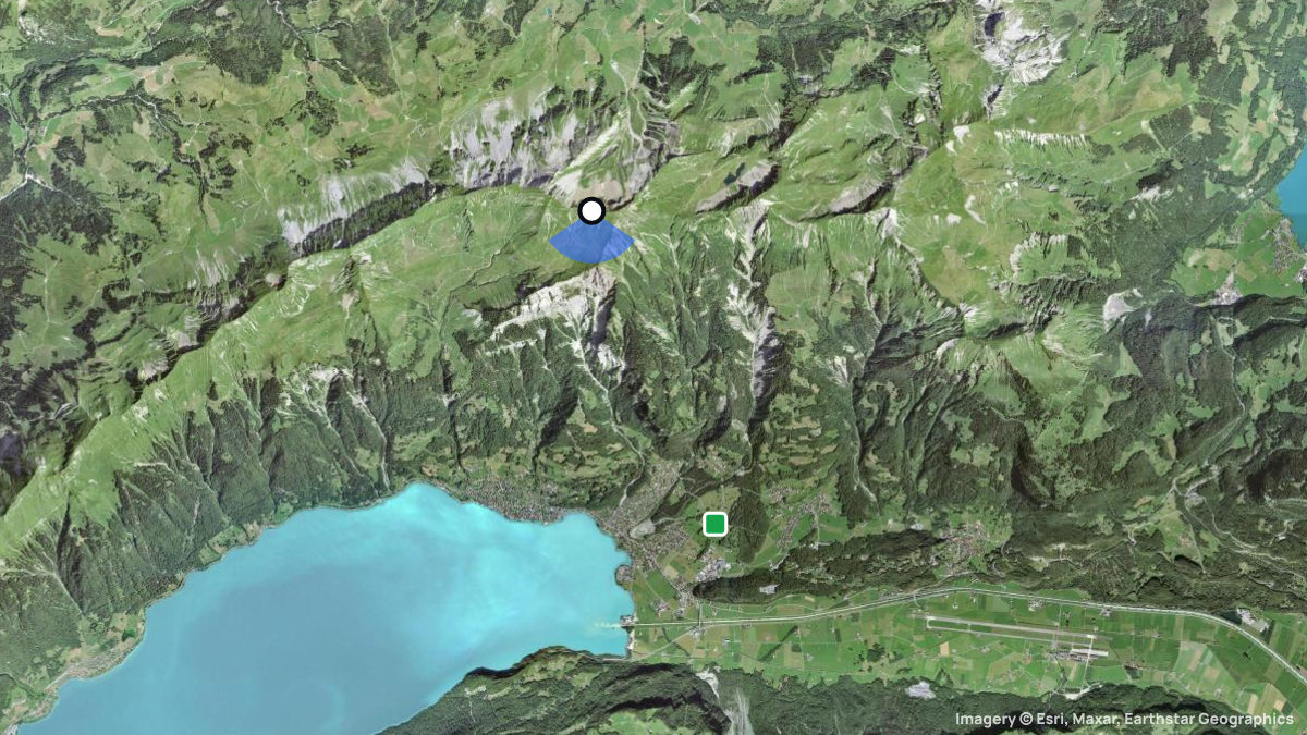 Satellitenkarte von Brienzer Rothorn mit Start- und Landeplätzen