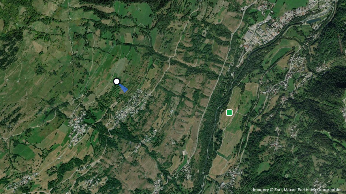 Satellite map of Les Chapelles with its launches and landings