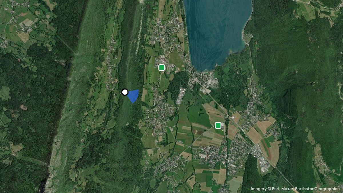 Satellitenkarte von Entrevernes mit Start- und Landeplätzen
