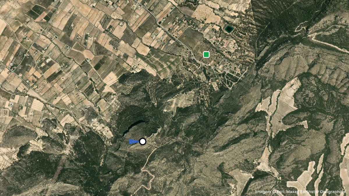 Satellite map of Pena Rubia with its launches and landings