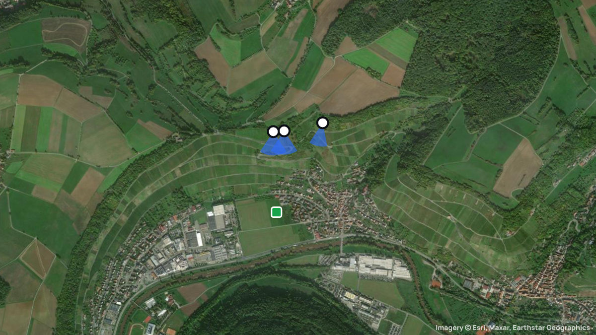 Satellite map of Criesbach with its launches and landings