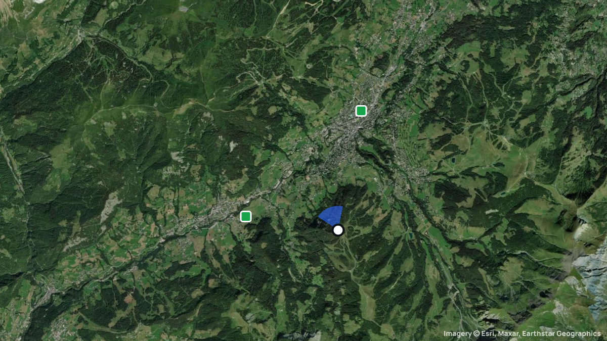 Satellite map of Rochebrune with its launches and landings