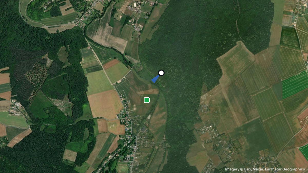 Satellitenkarte von Bosville mit Start- und Landeplätzen