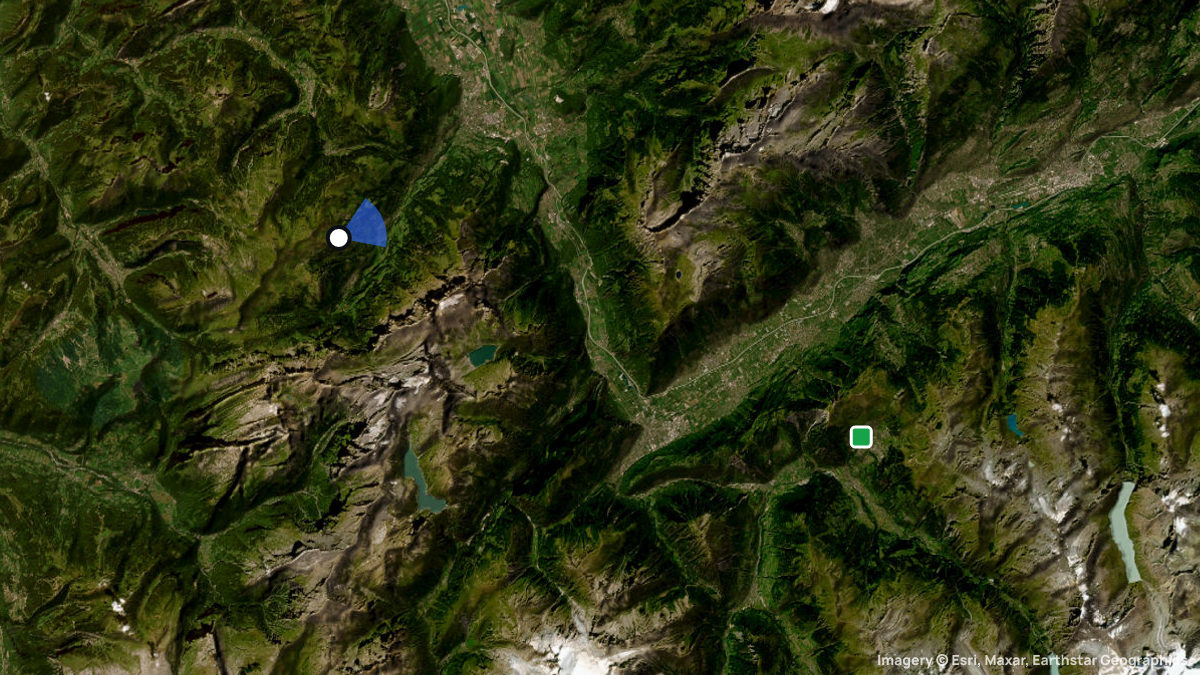 Satellite map of Croix de L'Aiguille with its launches and landings