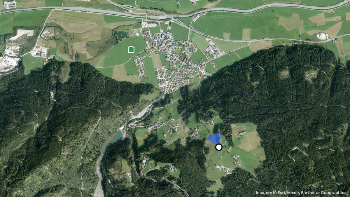 Satellitenkarte von Hollersbach mit Start- und Landeplätzen
