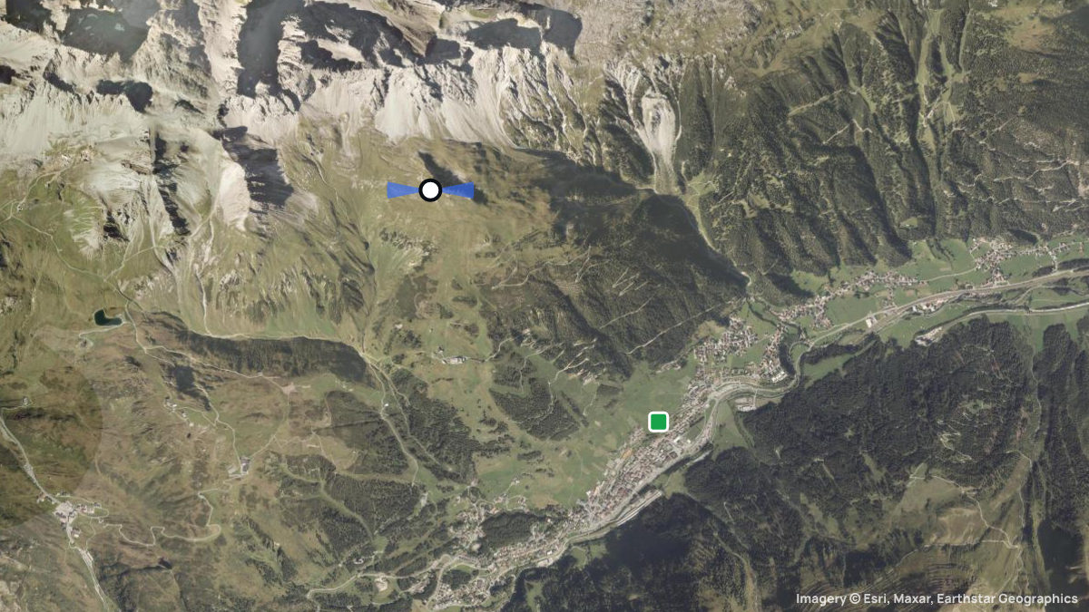 Satellitenkarte von Kapall mit Start- und Landeplätzen