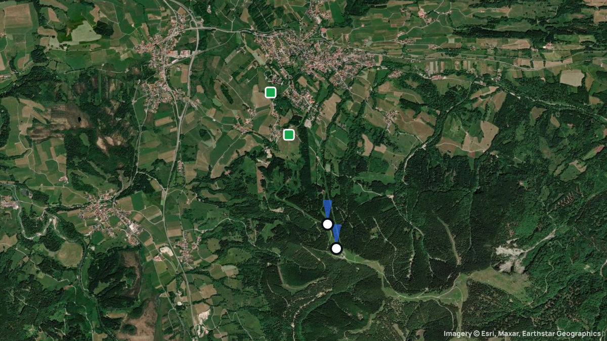 Satellitenkarte von Hörnle mit Start- und Landeplätzen