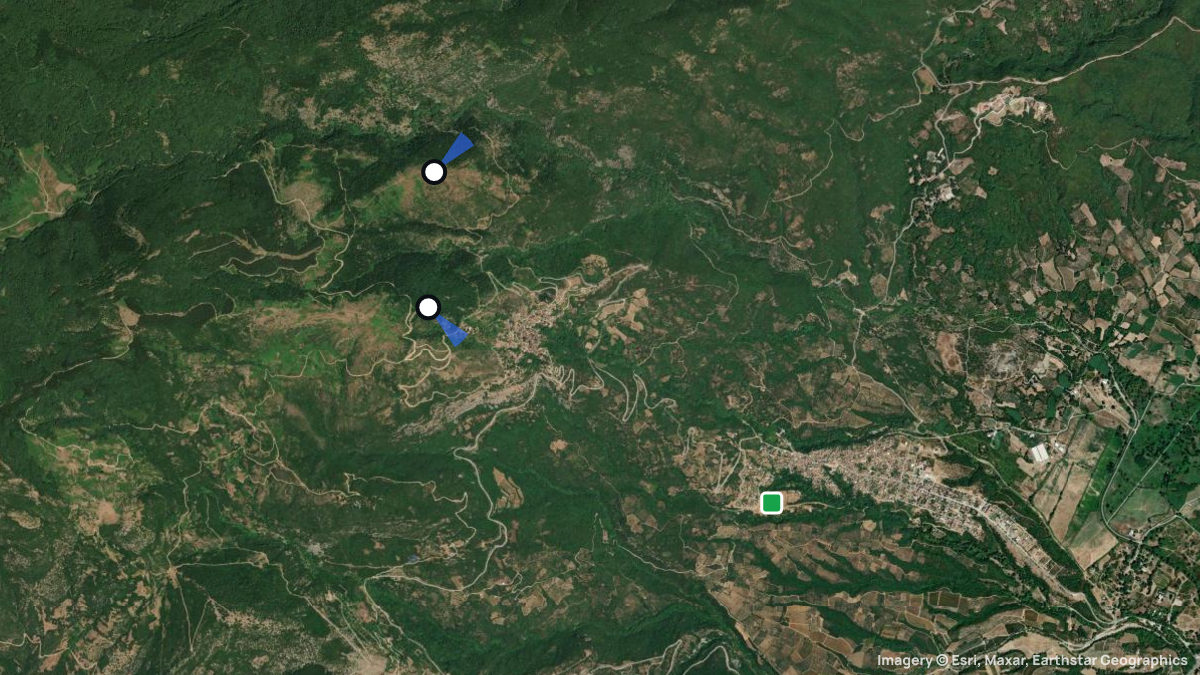 Satellitenkarte von Kranea mit Start- und Landeplätzen