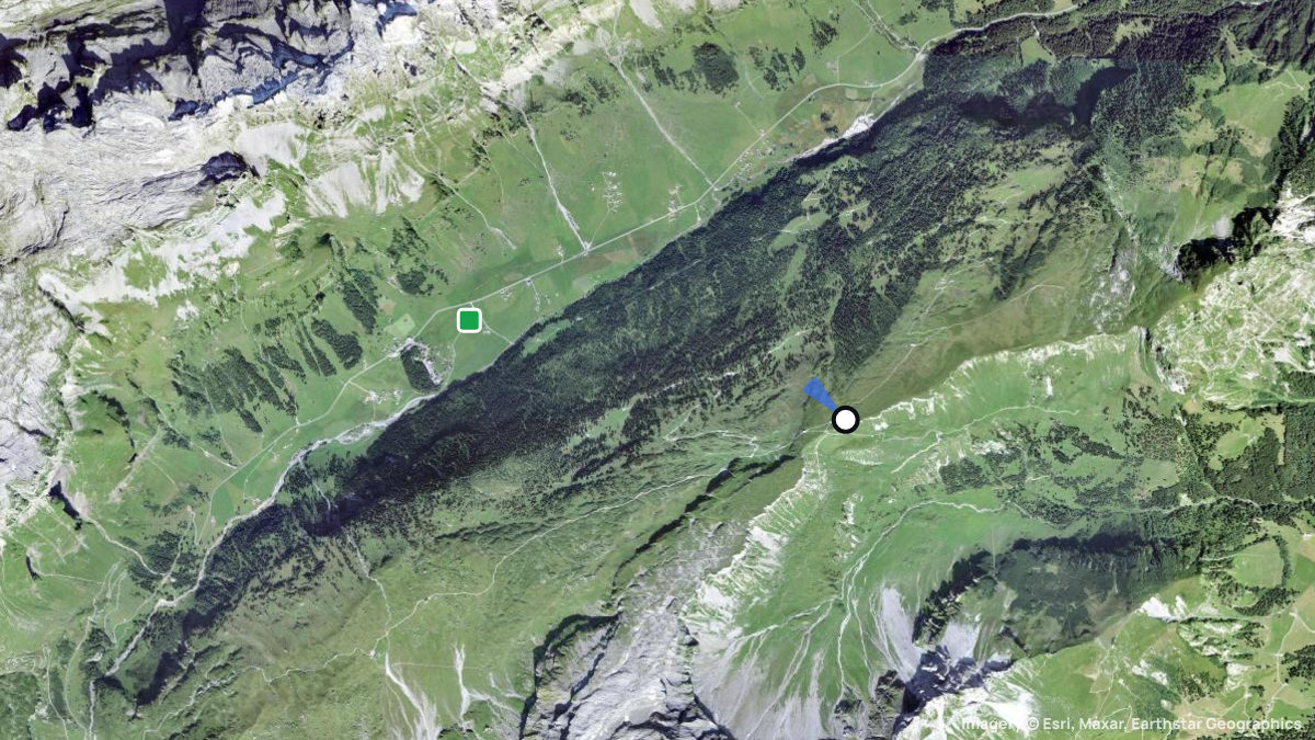 Satellitenkarte von Fisetenpass mit Start- und Landeplätzen