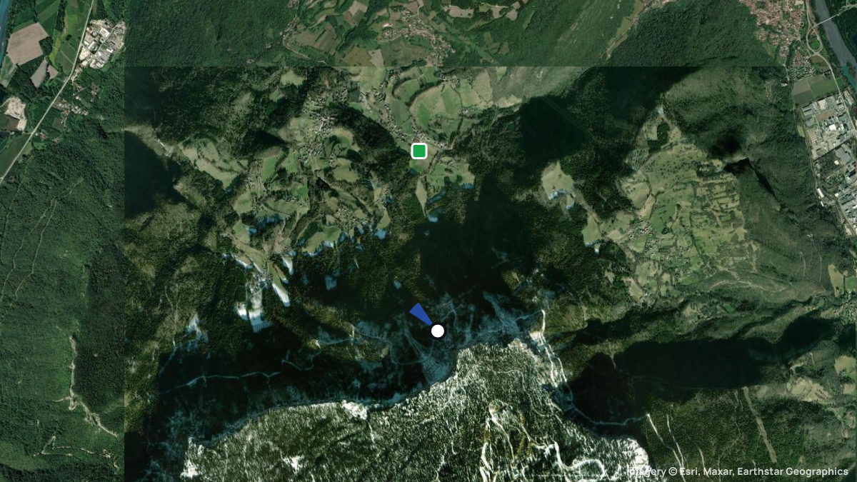 Satellitenkarte von Montaud mit Start- und Landeplätzen