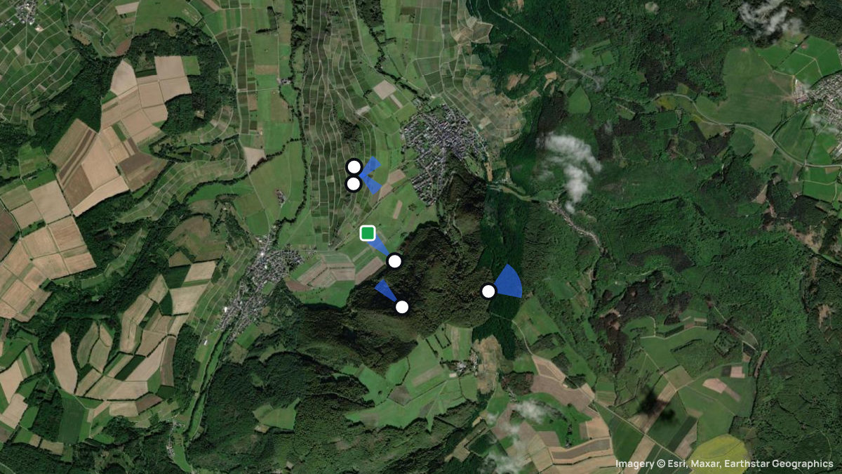 Satellite map of Burgen with its launches and landings