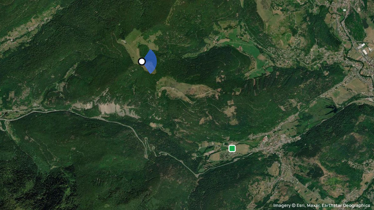 Satellite map of Le Drumont with its launches and landings