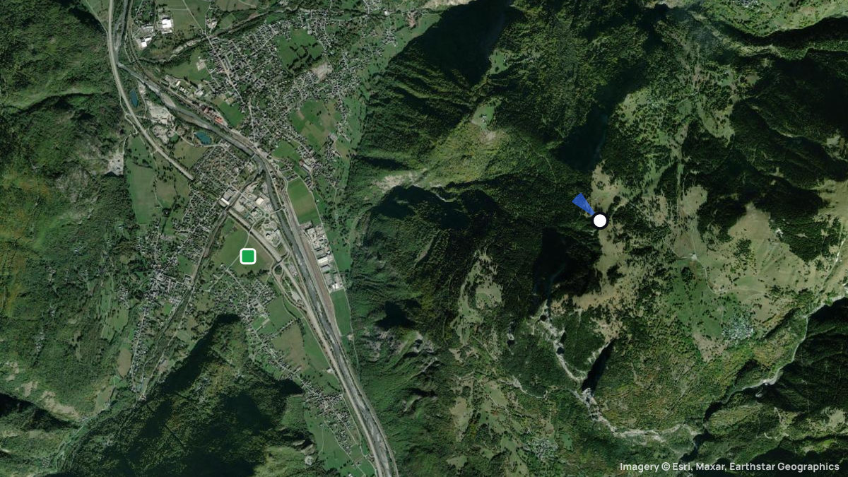 Satellitenkarte von Col de Chaussy mit Start- und Landeplätzen